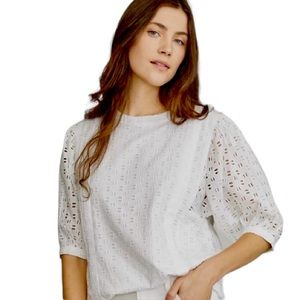 Elizabeth and James White Eyelet Cotton Blouse